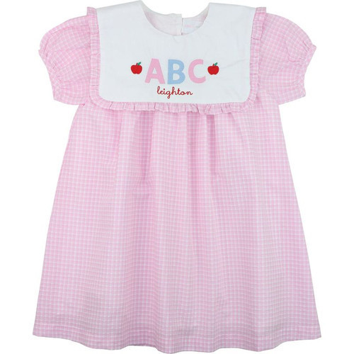 Pink Gingham Apple ABC Dress | Cecil and Lou
