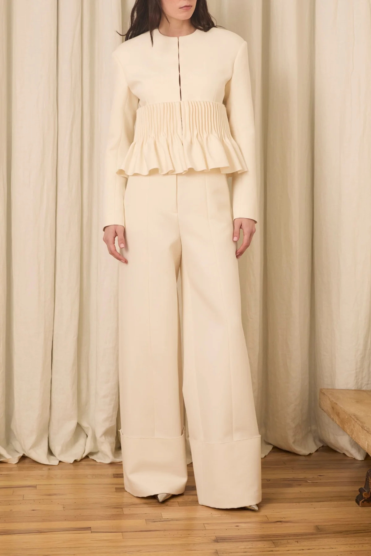 Jane Peplum Blazer in Wool & Cotton | Over The Moon