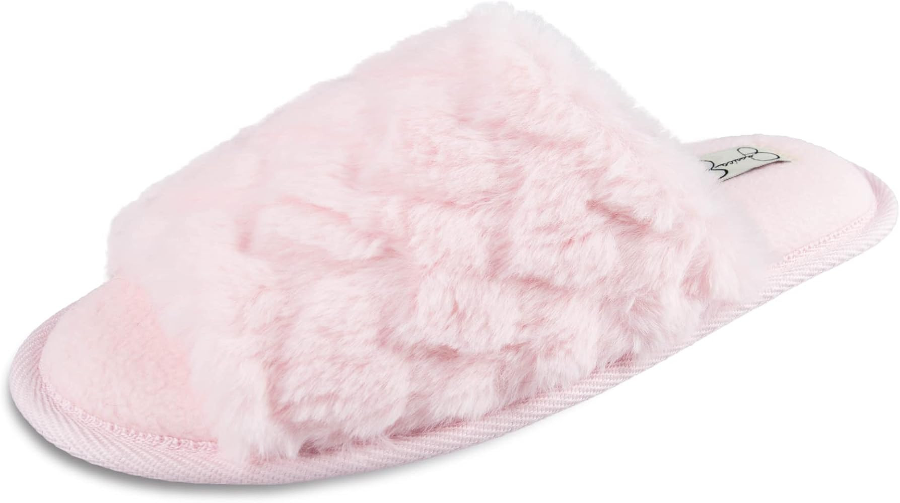 Jessica Simpson Women's Plush Faux Fur Fuzzy Slide on Open Toe Slipper with Memory Foam | Amazon (US)