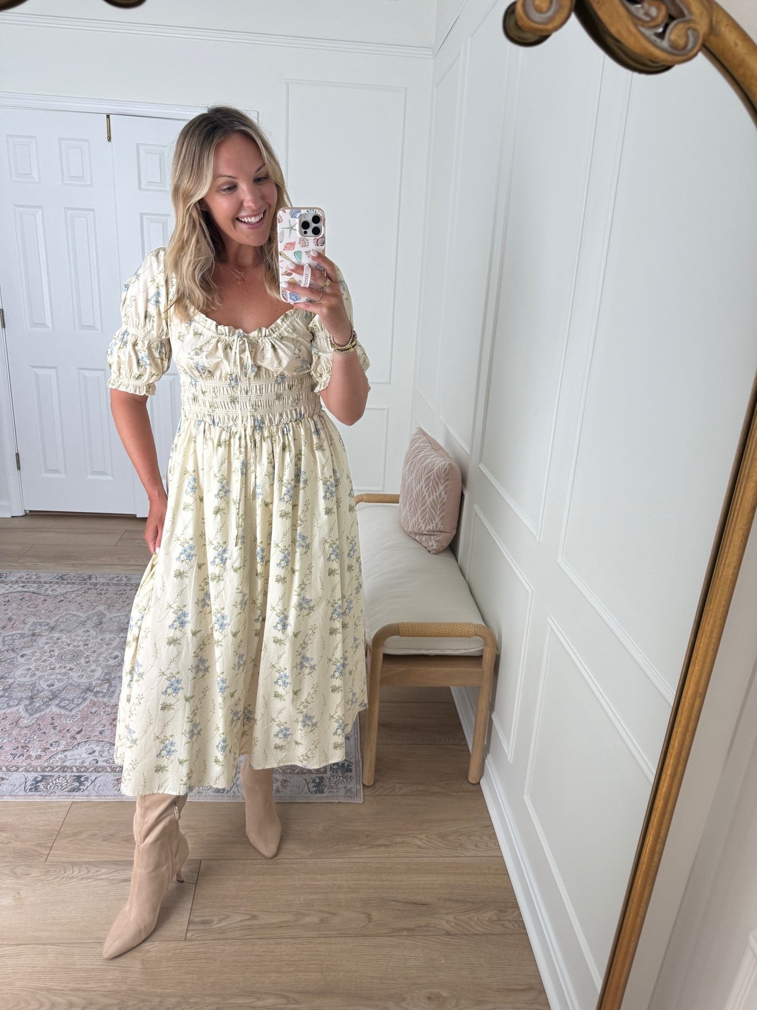 Fall occasion dress - love the dainty floral details! Wearing a med

#LTKSeasonal #LTKMidsize
