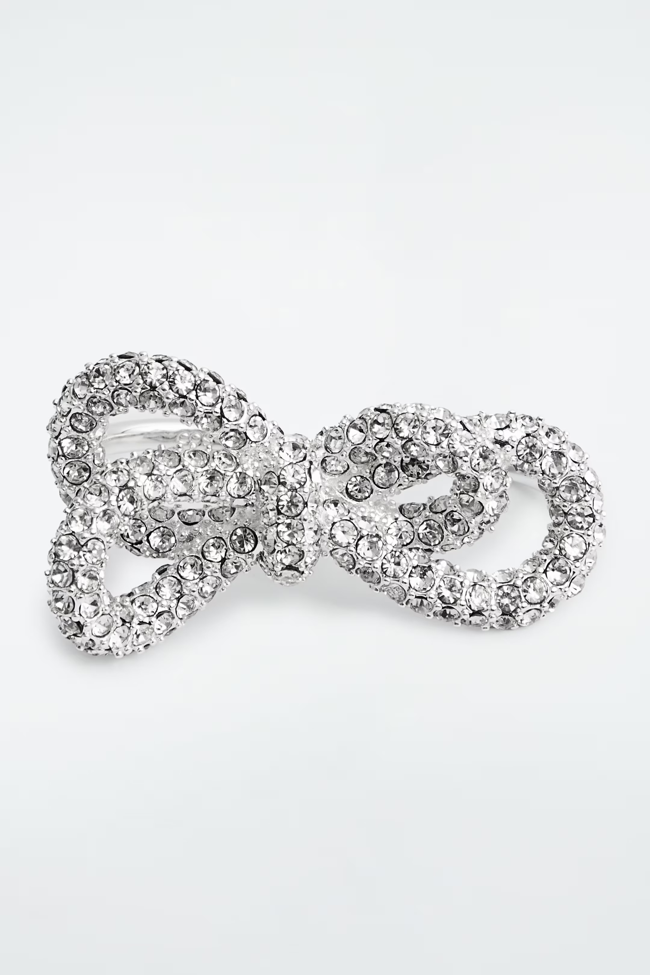 KNOTTED BOW CRYSTAL DOUBLE-FINGER RING - SILVER | COS (EU)