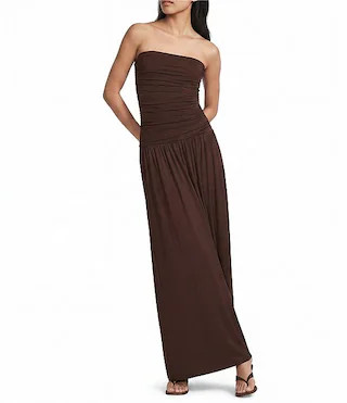 Santal Jersey Strapless Ruched Bodice Drop Waist Maxi Dress | Dillard's