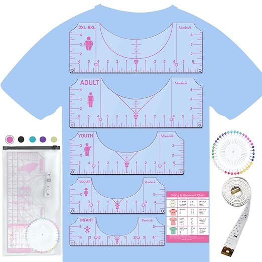 Tshirt Ruler Guide for Cricut Heat Press, Shirt Measurement Tool Vinyl Alignment Placement Center... | Amazon (US)