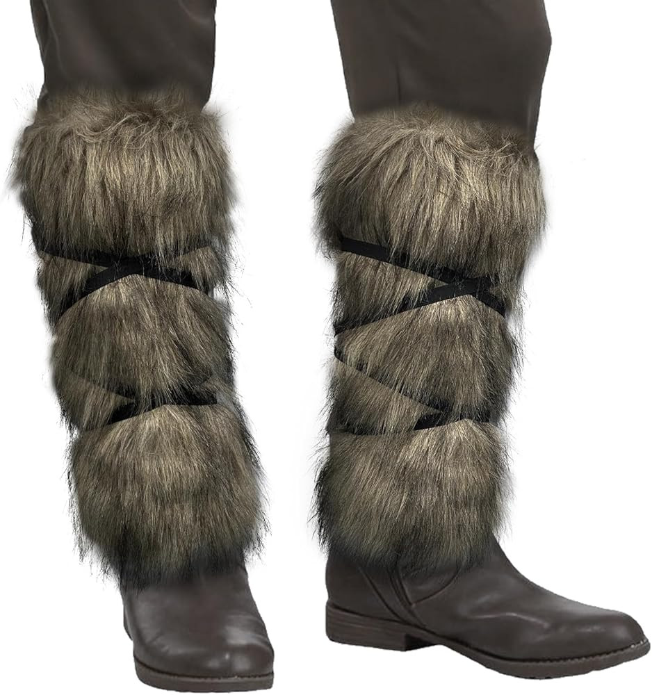 HiiFeuer Viking Artificial Fur Barbarian Leg Warmers Wrap, Medieval Fuzzy Gaiters, Warrior Shin G... | Amazon (US)