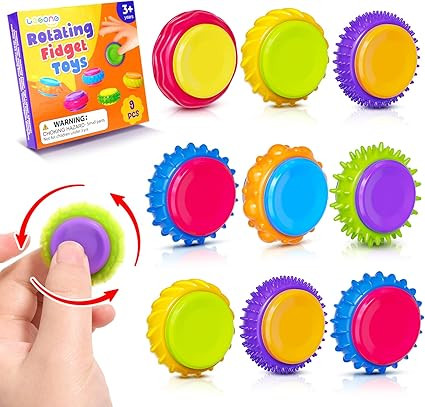 LESONG Fidget Sensory Toys for Kids: 9 Pack Quiet Textured Finger Spinner Toys - Sensory Texture ... | Amazon (US)