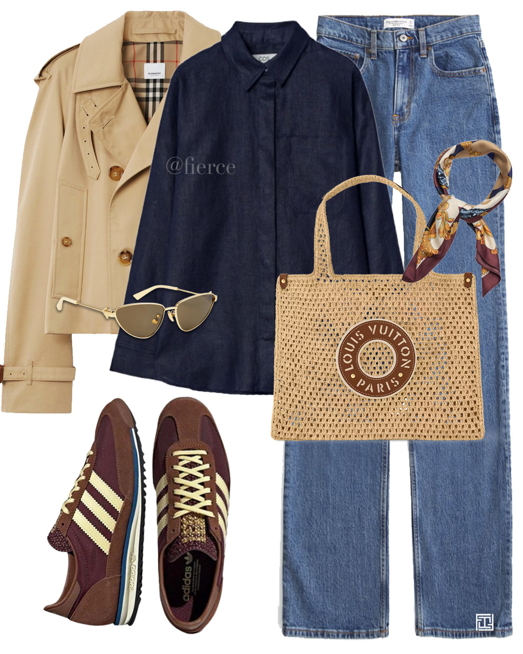 Cropped trench coat, navy blue linen shirt hight rise blue jeans louis Vuitton raffia tote bag burgundy brown Adidas SL72 casual comfy chic outfit 

 

#LTKspring #LTKluxury #LTKstyletip