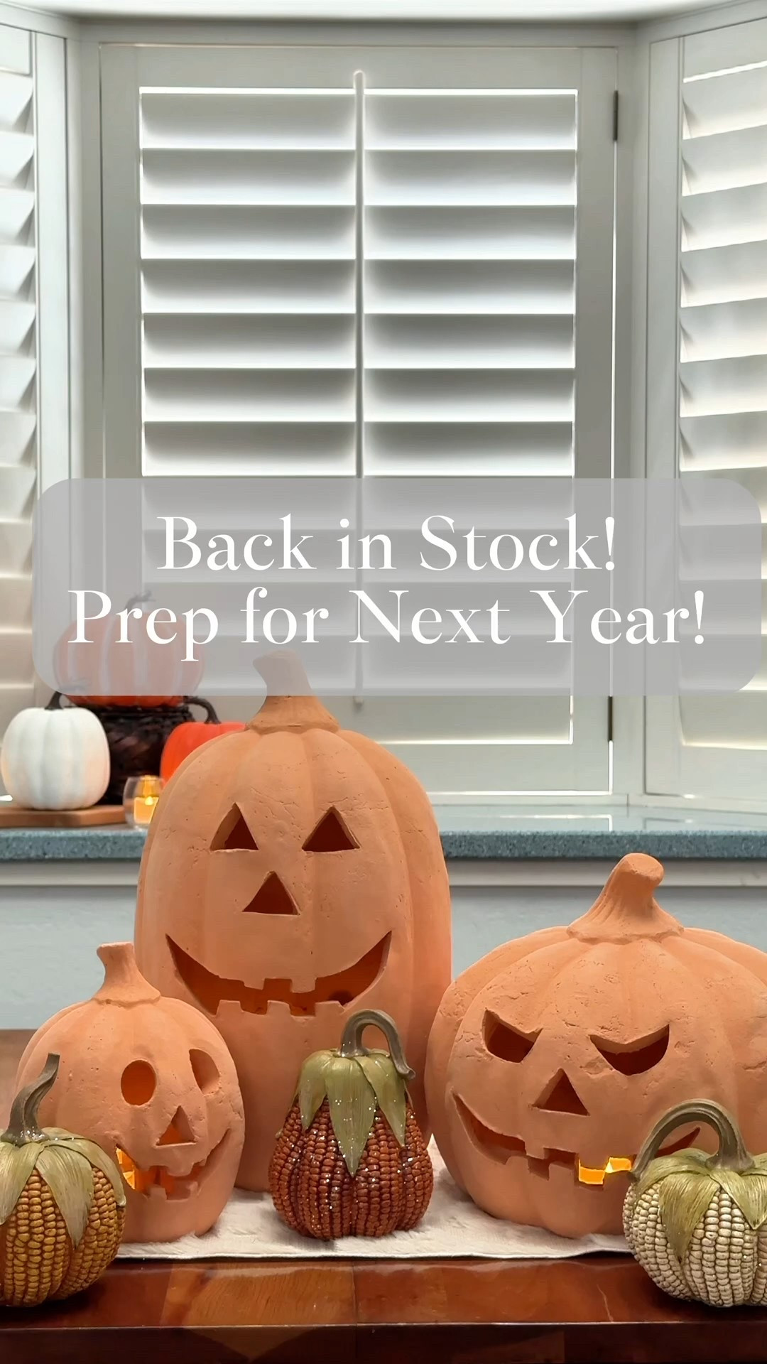 Back in Stock! These sold out in September! They may not arrive before Halloween but think NEXT YEAR! 

These terracotta jack-o’-lanterns are stunning—they look like something you’d find at a high-end home store, but without the luxury markup. Still a bit of a splurge, but 100% worth it for the quality. 
And the glitter corn pumpkins? The perfect accent for a cozy, neutral Halloween setup ✨🎃 
All from Amazon! Shop them before they’re gone again! 

#FallDecor #ChicHalloween #NeutralFallVibes #HalloweenDecor

#LTKHome #LTKSeasonal #LTKHalloween
