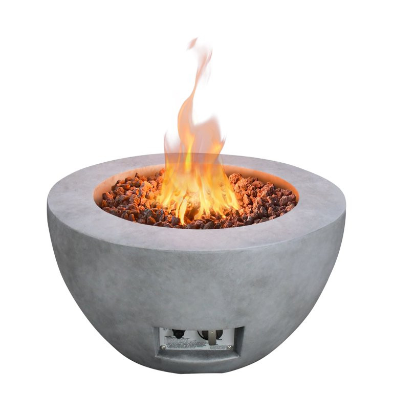 Kante  25 Inch Wide Round Concrete and Metal Outdoor Eco-Friendly Smokeless 50,000 BTU Propane Ga... | Walmart (US)