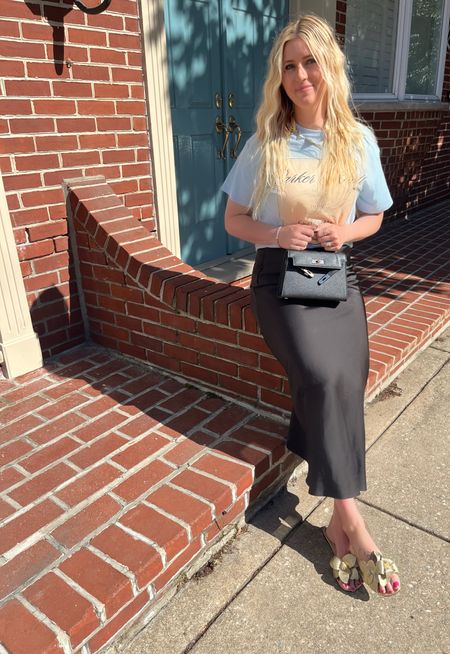 Slip satin skirt and graphic t-shirts are the perfect summer outfit combo. 

This Parent Trap inspired shirt is always one of my most worn.



#LTKFindsUnder50 #LTKStyleTip