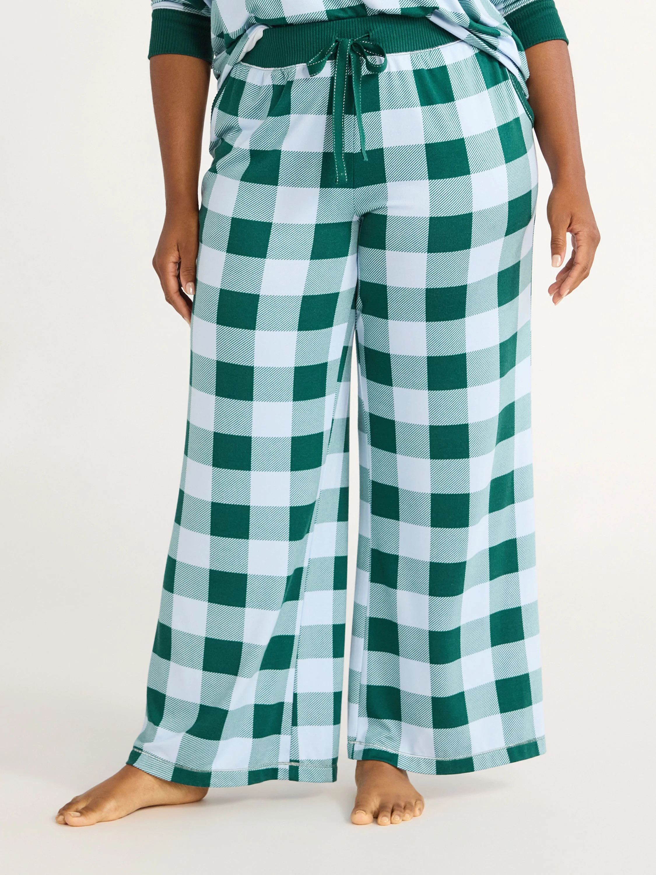 Joyspun Women's Hacci Knit Buffalo Plaid Sleep Pants, 30.5” Inseam, Sizes XS-3X | Walmart (US)