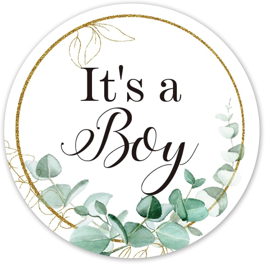 50 Greenery It's a Boy Baby Shower Favor Stickers, Baby Shower Party Favor Stickers for Invitatio... | Amazon (US)