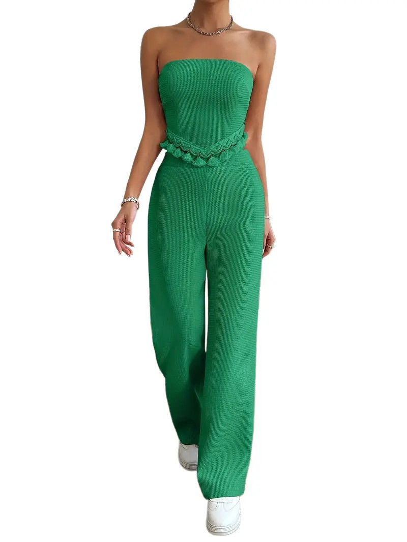 Casual Solid Two piece Pants Set Sleeveless Tassel Tie Back - Temu | Temu Affiliate Program