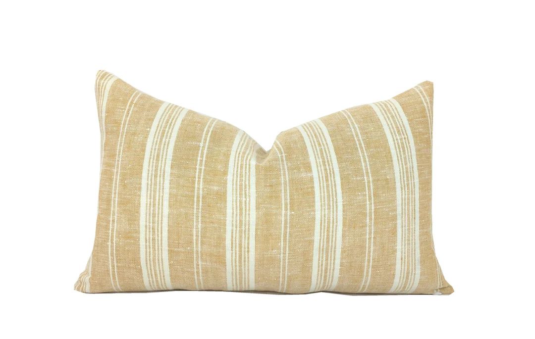 Mustard Lumbar Pillow Cover Linen Lumbar Sizes Same - Etsy | Etsy (US)