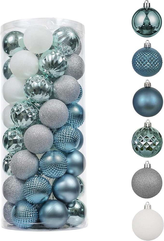 Valery Madelyn 50ct 60mm Winter Land Light Sliver Blue Shatterproof Christmas Ball Ornaments Deco... | Amazon (US)