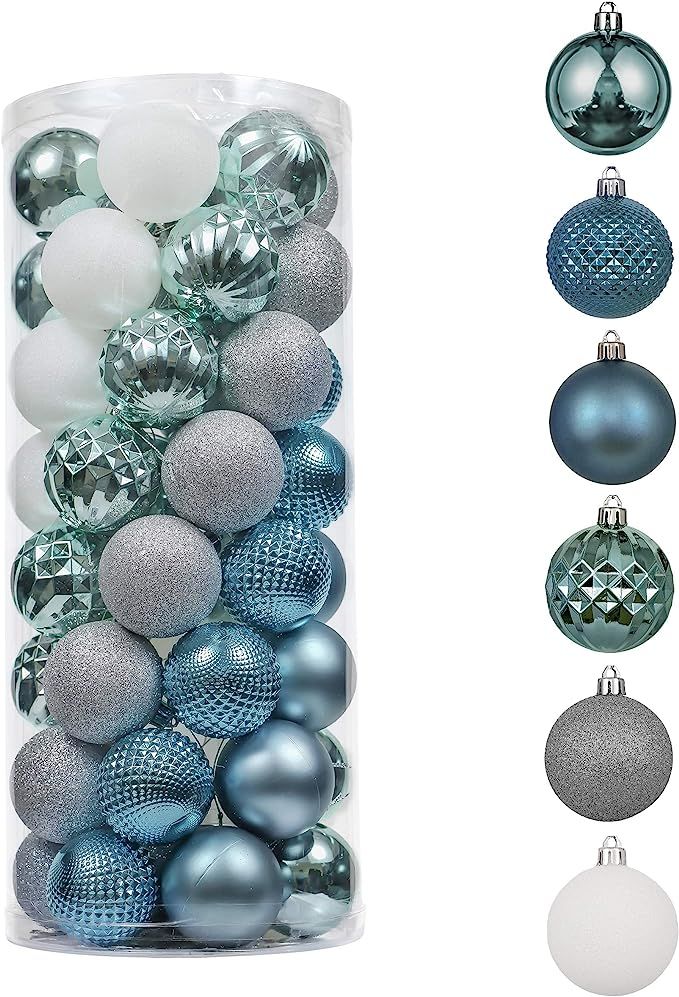 Valery Madelyn 50ct 60mm Winter Land Light Sliver Blue Shatterproof Christmas Ball Ornaments Deco... | Amazon (US)