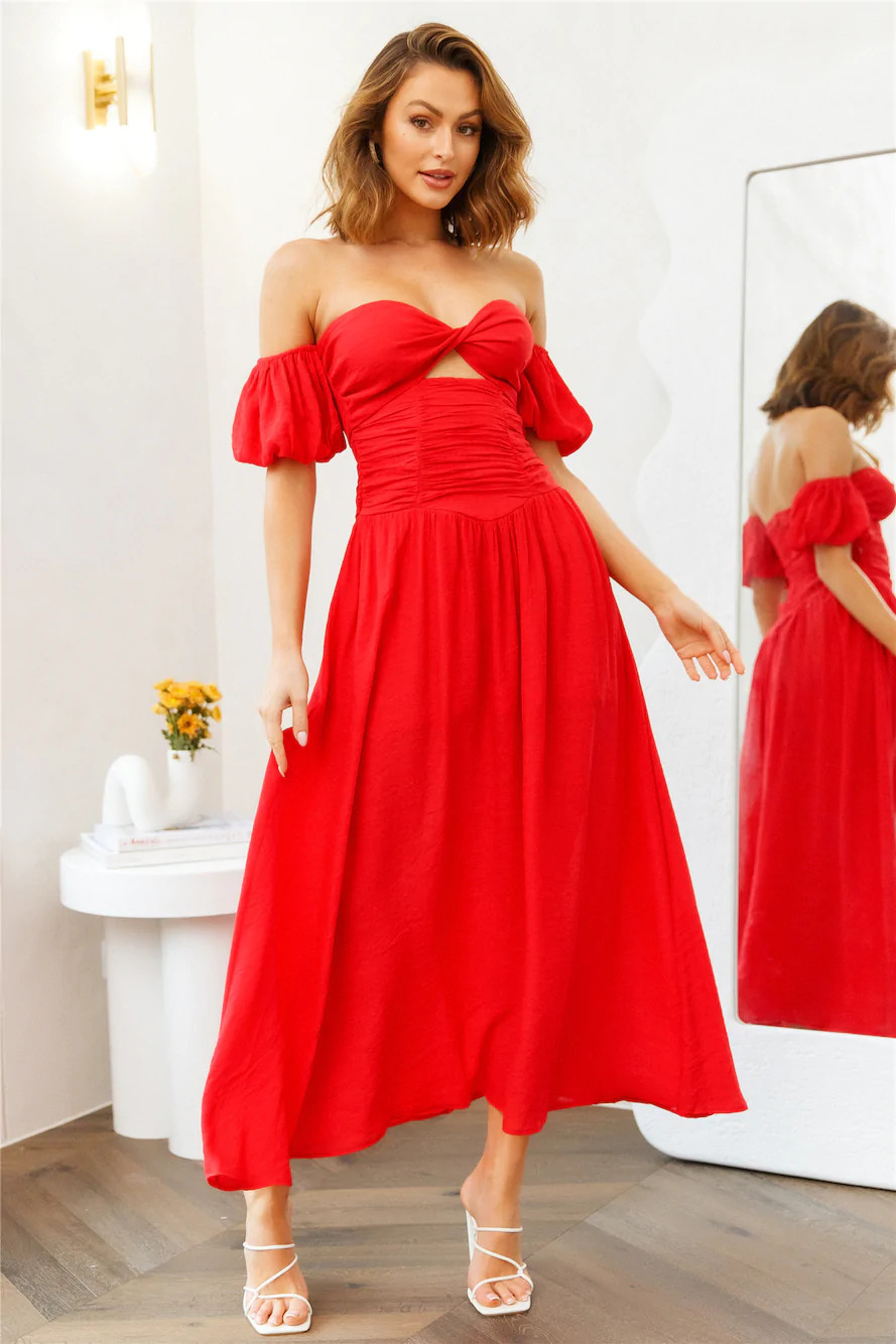 Nightly Dates Midi Dress Red | Hello Molly (AU)