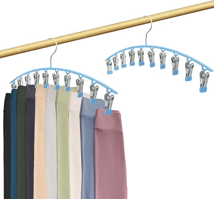 Legging Organizer Closet Organizers and Storage, Pants Hangers Space Saving with 10 Clips, 2 Pack... | Amazon (US)