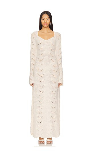 Verbier Long Dress in Beige | Revolve Clothing (Global)