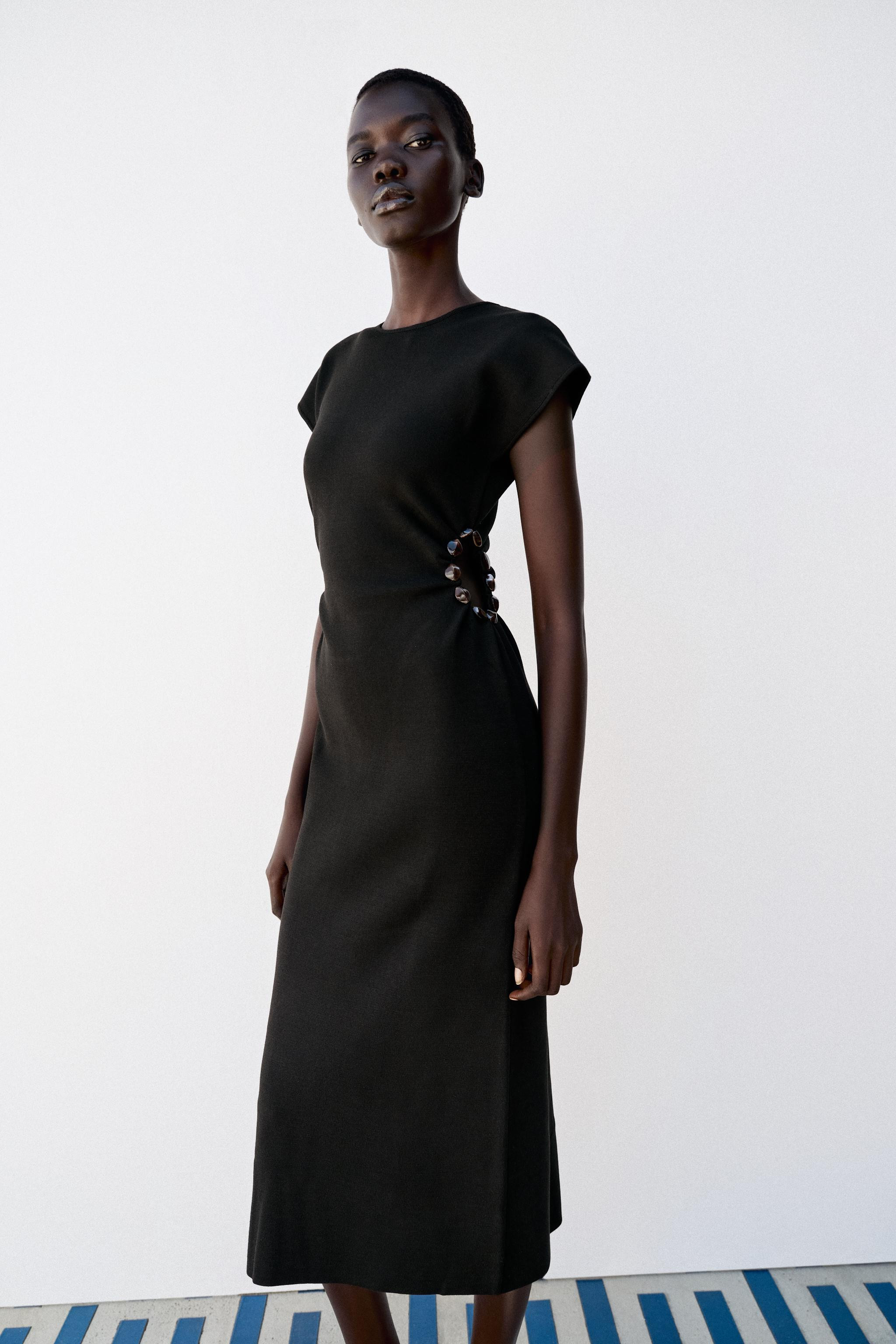 CUT-OUT KNIT DRESS WITH BEAD DETAIL | Zara UK