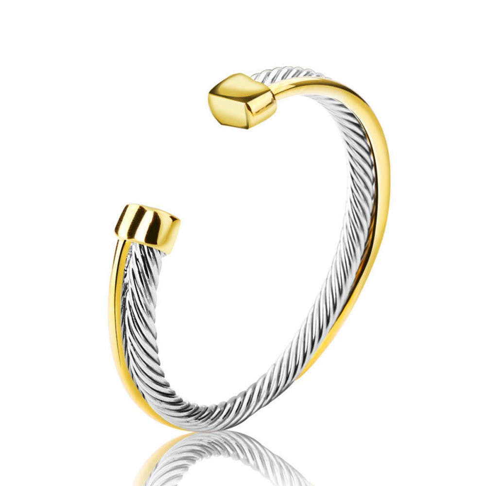 UNY JEWEL Jewelry Make a Statement with Our Two Tone Twisted Cable Wire Ball Weave Cuff Bangle Ma... | Amazon (US)