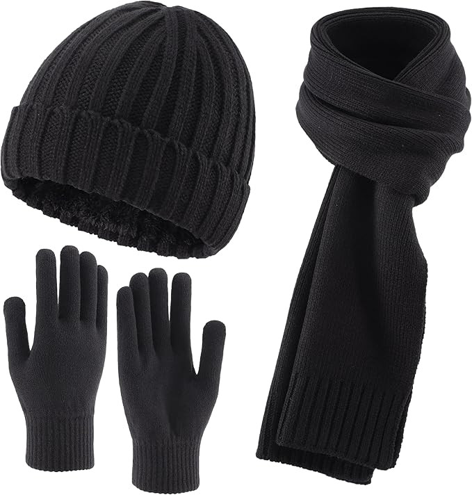 Connectyle 3 PCS Fleece Lined Cold Weather Set, Warm Winter Beanie Hat, Long Scarf and Touchscree... | Amazon (US)