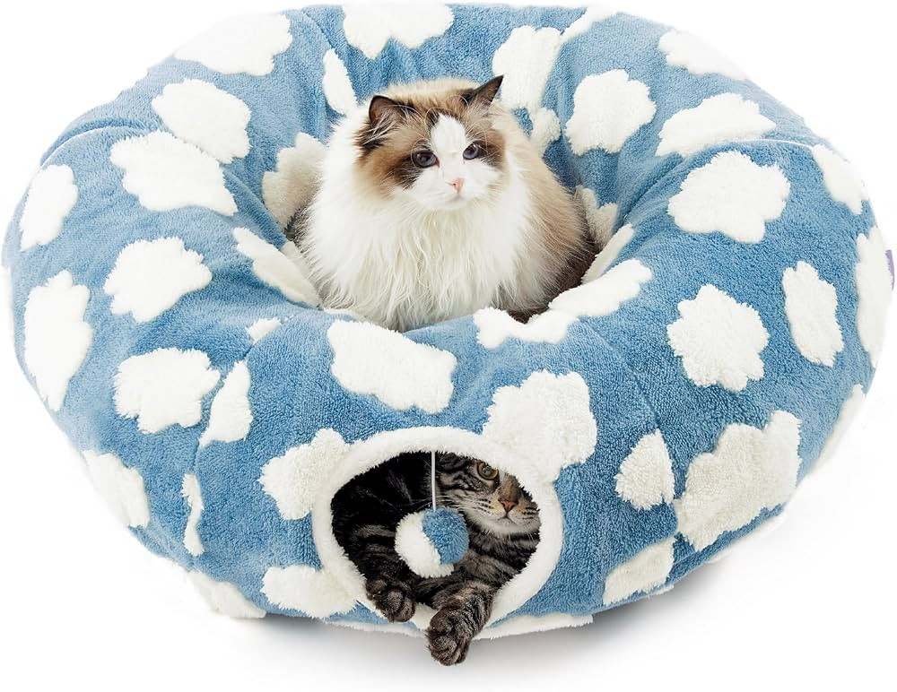 Lesure Cat Tunnel Bed for Indoor Cats - Cute Cat Donut Tunnel with Washable Circle Cushion, Round... | Amazon (US)