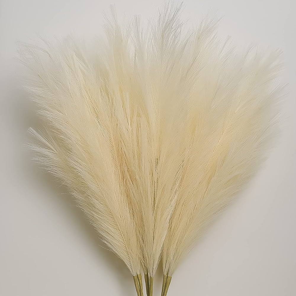 Faux Pampas Grass Decor 6 Stems 32.7" Tall Large Artificial Pampas Grass Branches Plants Fluffy F... | Amazon (US)