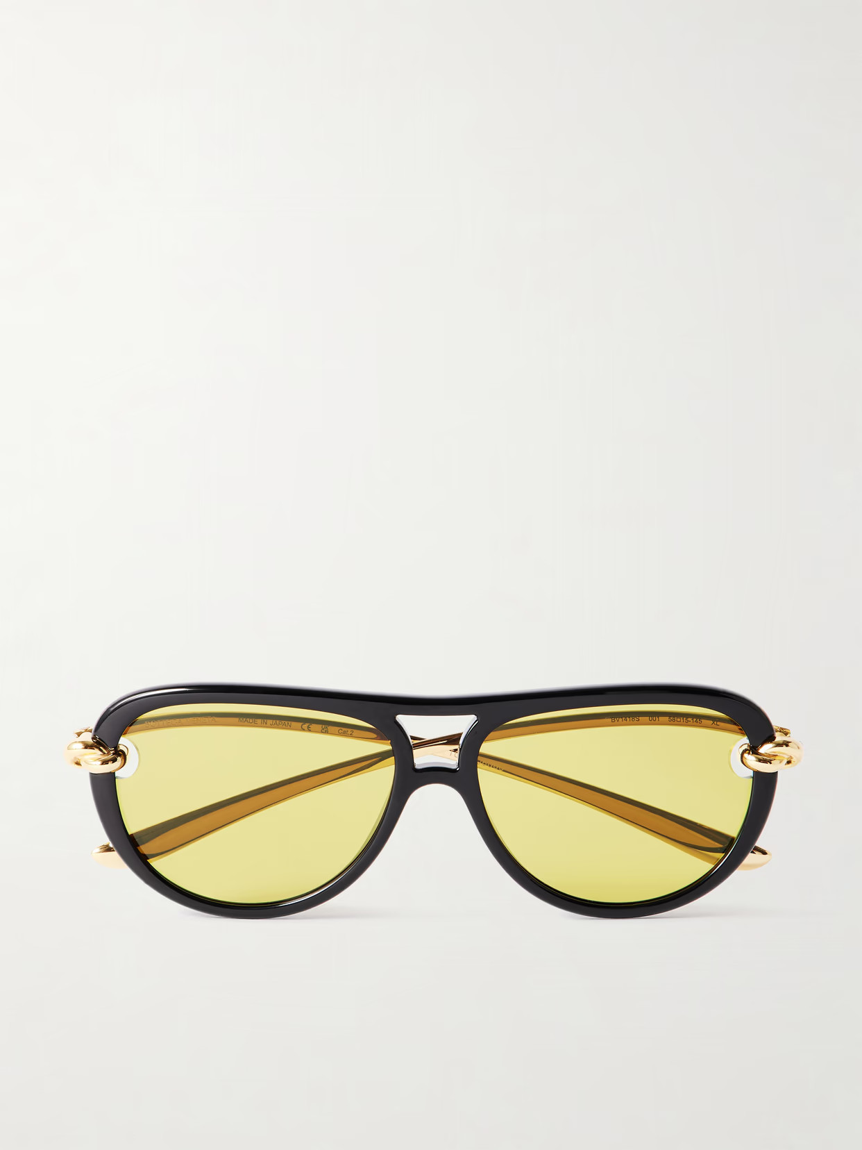 BOTTEGA VENETA EYEWEAR - New Knot Aviator-style Acetate And Gold-tone Sunglasses - One size | NET-A-PORTER (US)