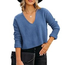 Veatzaer LadiesCasual Sweaters Cropped Sweater Loose Knit Tops(Army Green,Small at Amazon Women’s Cl | Amazon (US)