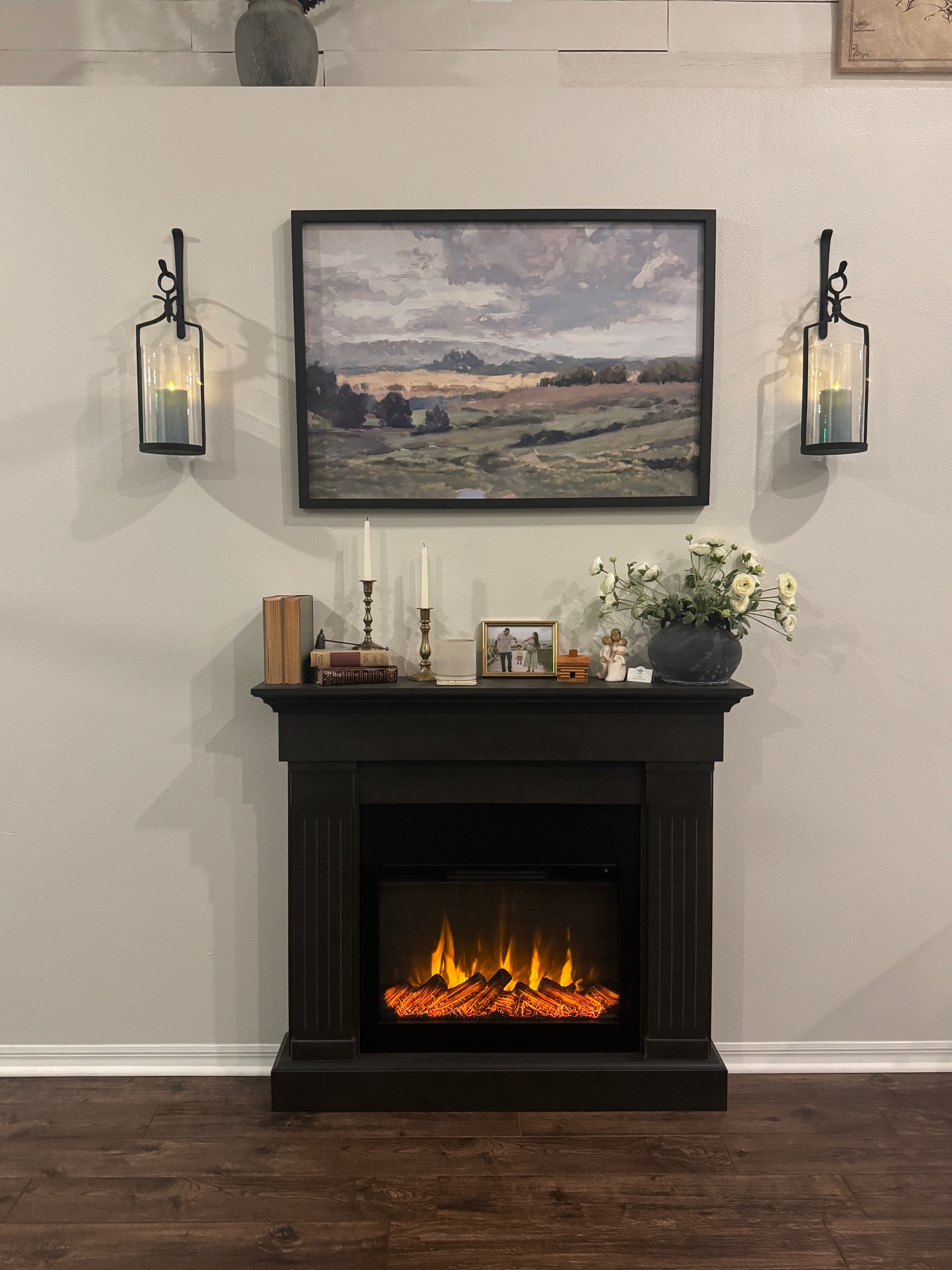 This blank wall went from boring and full of potential to a warm and inviting focal point in our home 🕯️ 

#LTKHome