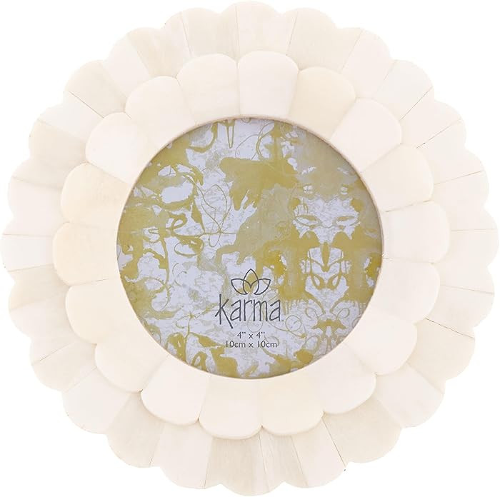 Karma, Natural Bone Picture Frame Round, 4x4 Photo Frame for Tabletop Desktop Display, Cream Flor... | Amazon (US)