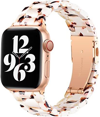 BESTIG Compatible with Resin Apple Watch Band 40mm 38mm 41mm Stainless Steel Buckle Waterproof for i | Amazon (US)
