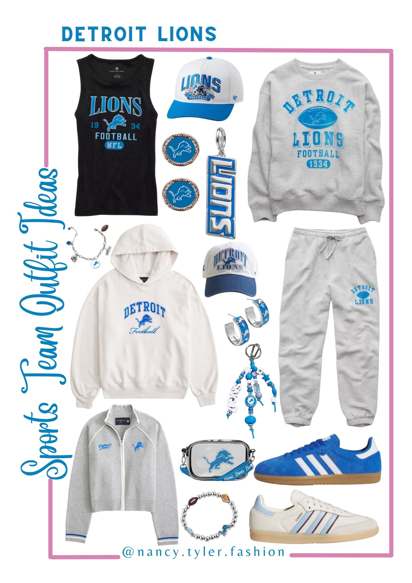 Detroit Lions outfit ideas! 💙🦁🩶 #DetroitLions #DetroitLionsNFL #NFLFootball