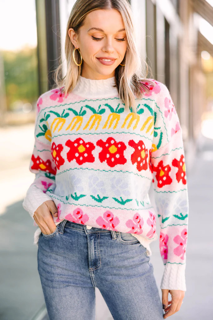 Think Of It Pink Printed Sweater | The Mint Julep Boutique