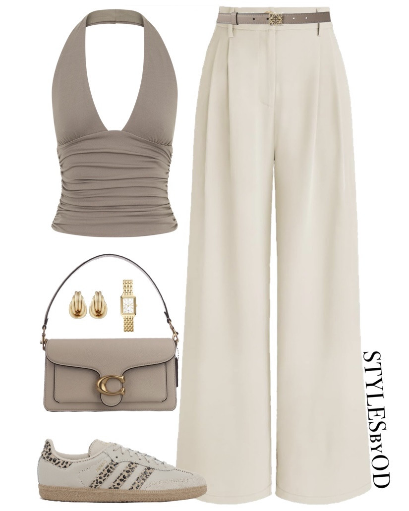 Sporty Chic Summer Outfit in Neutrals🎞️🤍

this is your sign to wear cream and beige tones all summer long🍨 taupe halter top + wide-leg trousers + leopard print adidas samba print to break it up — the whole look is giving effortlessly chic with an elevated cool-girl edge🙌🏼

#LTKfashion #LTKstyletip #LTKsummer #LTKshoecrush #LTKfindsunder100 #LTKseasonal

#LTKsale #LTKshoes
