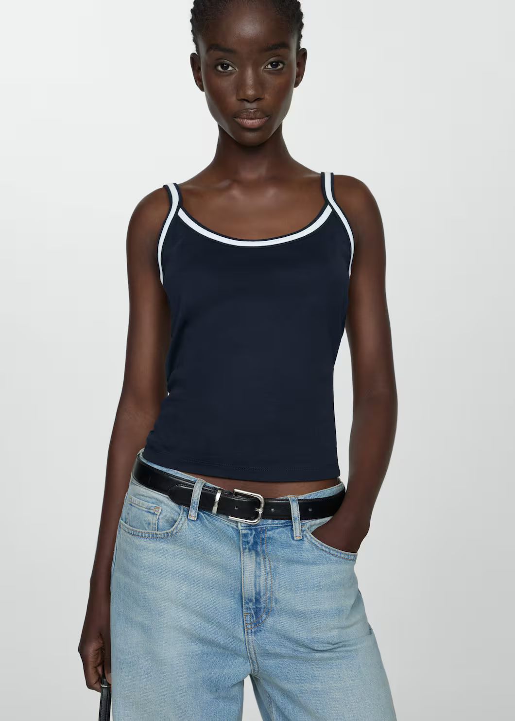 Combined knitted top with straps  -  Women | Mango USA | MANGO (US)