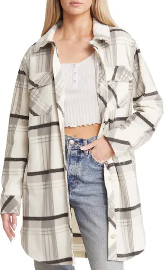Plaid Long Polar Fleece Shacket | Nordstrom