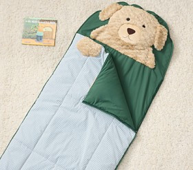 Bunny Striped Shaggy Head Sleeping Bag | Pottery Barn Kids