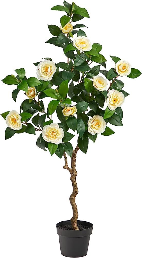 Nearly Natural 4ft. Camellia Artificial Tree, Green | Amazon (US)