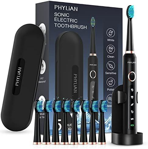 Electric Toothbrush for Adults, Sonic Toothbrush with 8 Brush Heads, Travel Case, Rechargeable Elect | Amazon (US)
