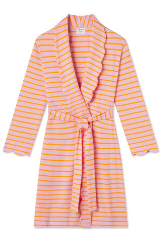 Pima Elise Robe in Pomelo Stripe | Lake Pajamas