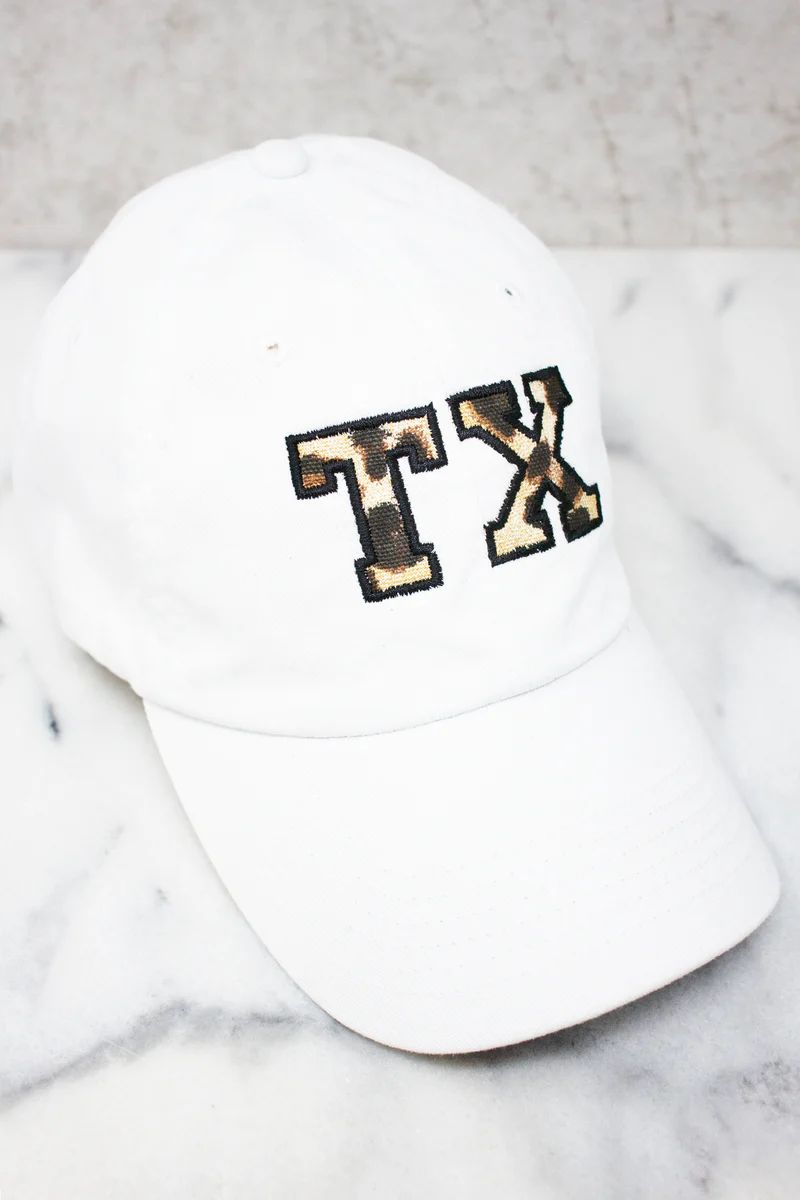Leopard Print State Letters Applique Baseball Cap | The Pink Lily Boutique