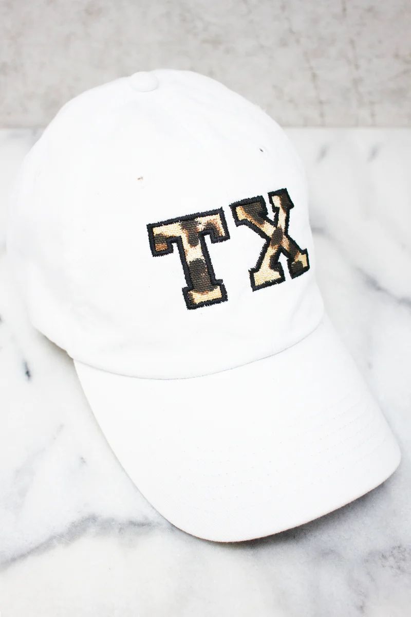 Leopard Print State Letters Applique Baseball Cap | The Pink Lily Boutique