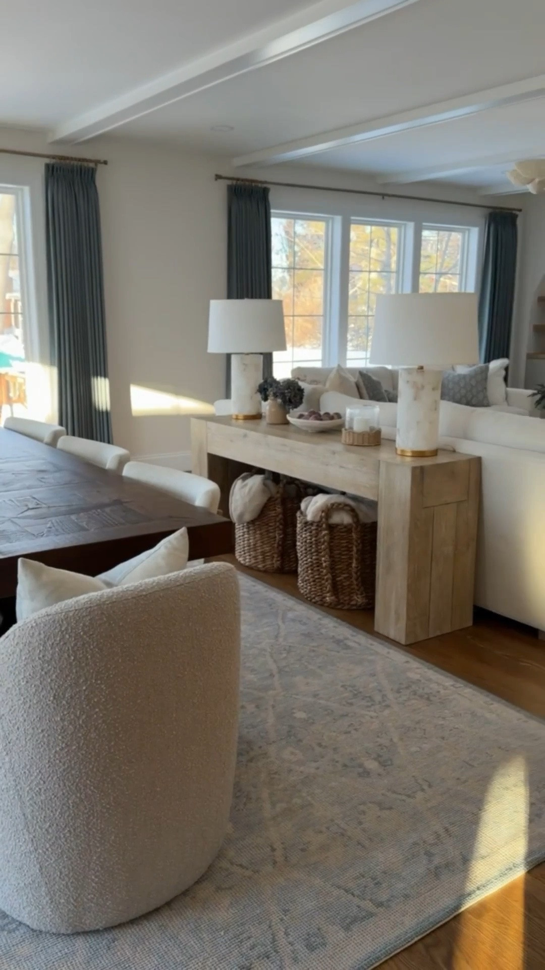 A beautiful flow from the dining area to our family room. These curtains helped tie everything together and I love the look!

#LTKHome
