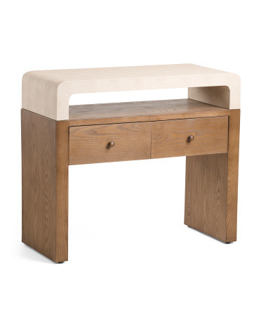 32x28in 2 Drawer Faux Shagreen Console Table | Furniture & Lighting | Marshalls | Marshalls