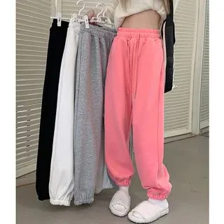 Plain Fleece-Lined Sweatpants | YesStyle Global