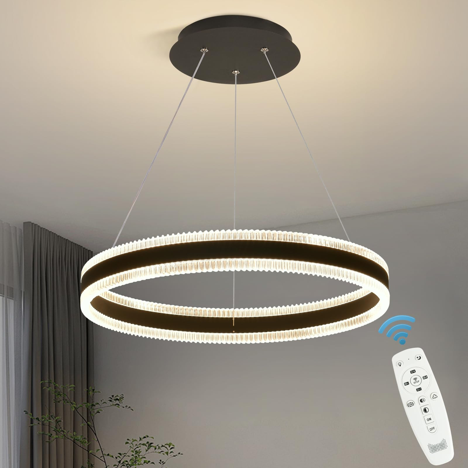 Modern LED Chandelier 19.7in 50W Black Pendant Lighting | Amazon (US)