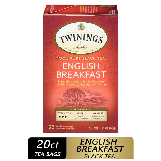 Twinings of London English Breakfast 100% Pure Black Tea Bags, 20 count, 1.41 oz - Walmart.com | Walmart (US)