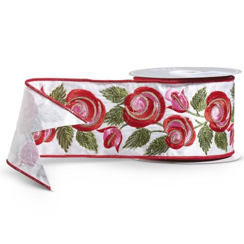 4" x 10 Yards Embroidered Roses Ribbon | Amazon (US)