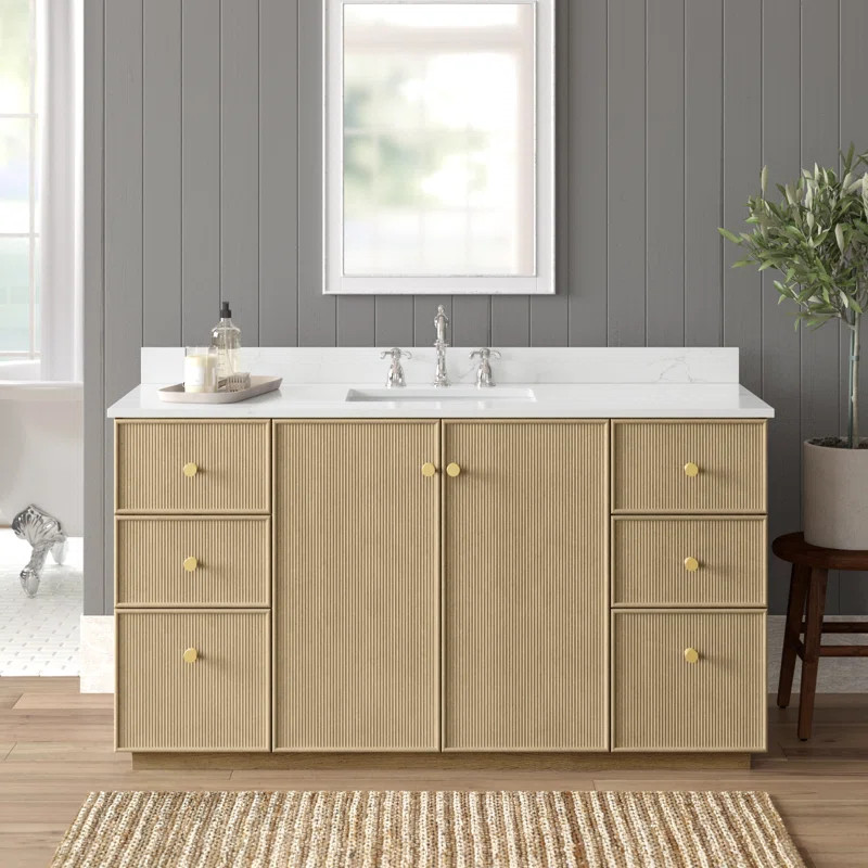 Rally 60'' Free Standing Single Bathroom Vanity with Quartz Top | Wayfair North America